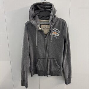 Hollister Sweater Y2K Large Gray Full Zip Hoodie Casual Comfort Youth Teens